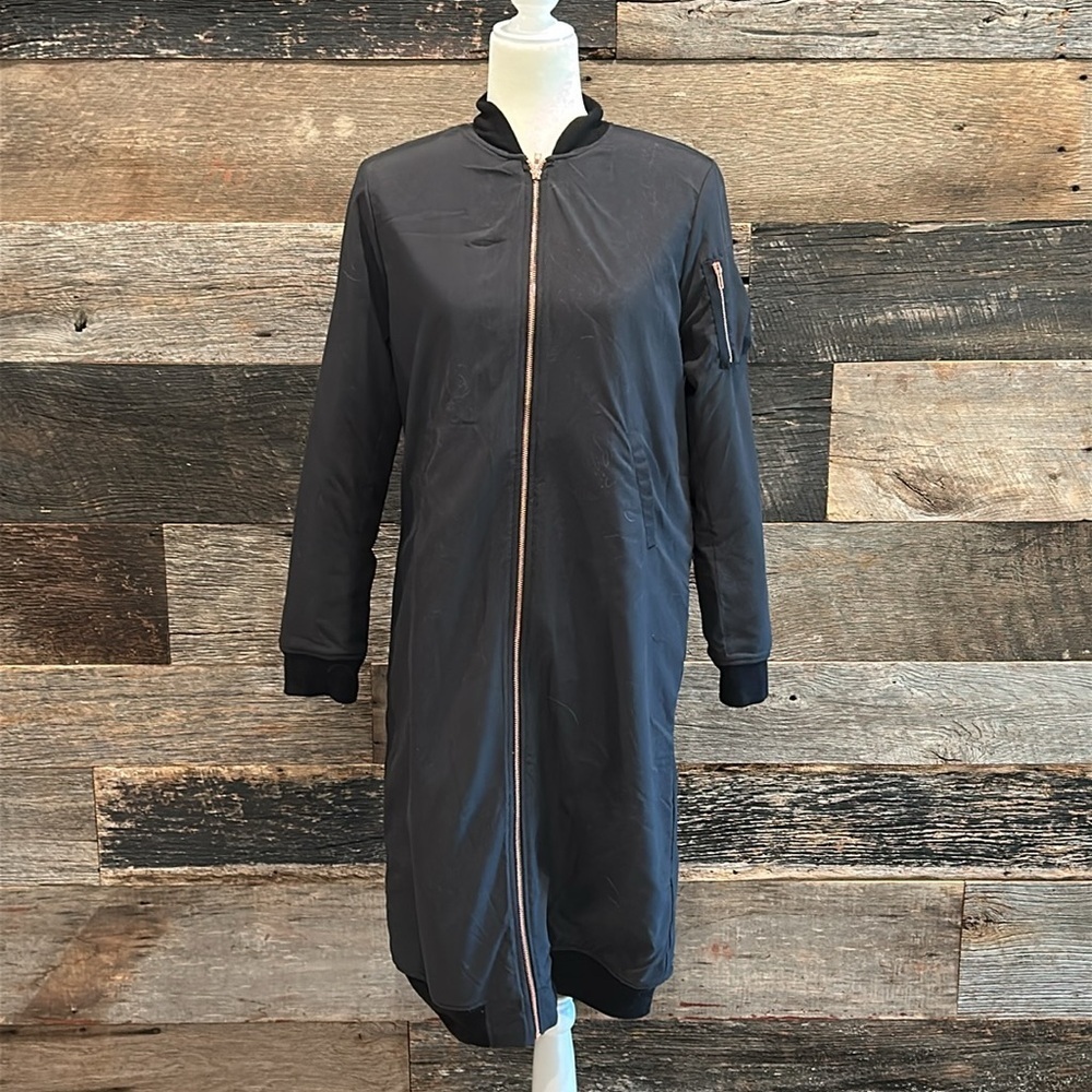 Monrow Maxi Length Sherpa Lined Full Front Zip Poly/Cotton Jacket